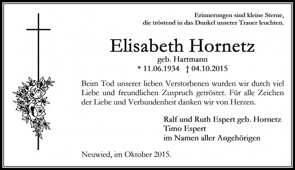 Danksagung Elisabeth Hornetz
